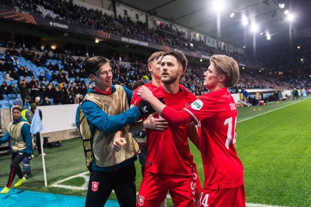 MALMO , 23-01-2025 , Malmo New stadium , season 2024 2025 , UEFA Europa league, Football. during the match Malmo - FC Twente, FC Twente player Ricky van Wolfswinkel celebrates after 1-2 Malmo - Twente  x27527330x Copyright: