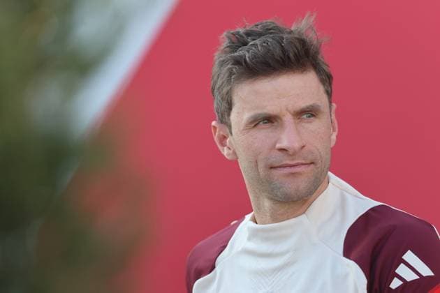 25 Thomas Müller, Portraet, Portrait, Fussball Abschlusstraining - FC Bayern München vor UEFA Champions League-Spiel vs. Feyenoord Rotterdam 21.01.2025 Trainingsgelände, Säbenerstr. FOTO: Mladen Lackovic LakoPress