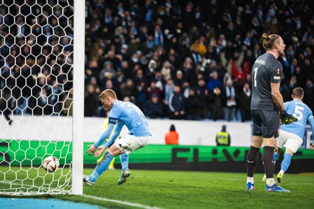 MALMO , 23-01-2025 , Malmo New stadium , season 2024 2025 , UEFA Europa league, Football. during the match Malmo - FC Twente, Anders Christiansen of Malmo FF after scoring 2-3 Malmo - Twente  x27527422x Copyright: