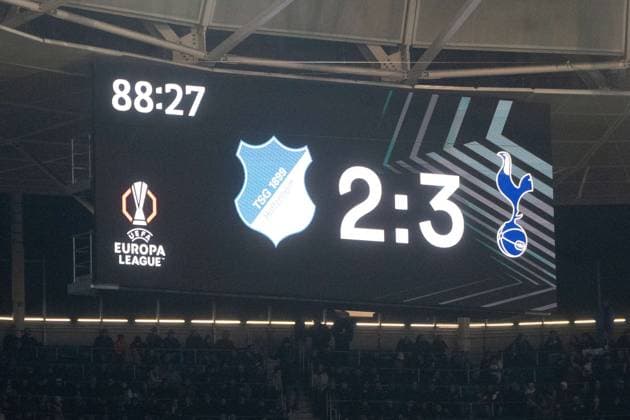 Sport Bilder des Tages 23.01.2025, xhfmx, Fussball UEFA Europa League, TSG 1899 Hoffenheim - Tottenham Hotspur emspor, Endstand in der PreZero Arena. (DFL DFB REGULATIONS PROHIBIT ANY USE OF PHOTOGRAPHS as IMAGE SEQUENCES and or QUASI-VIDEO) Sinsheim