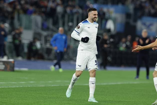 Lazioâ??s Spanish defender Mario Gila celebrates after scoring a goal during UEFA Europa League phase match day 7 match between SS Lazio vs Real Sociedad at Olimpico stadium on January 23, 2025 in Rome, Italy.  Copyright: xAntonioxBalasco IPAxSportx xipa-agency.netx xx IPA_53254131 IPA_Agency_IPA53254131
