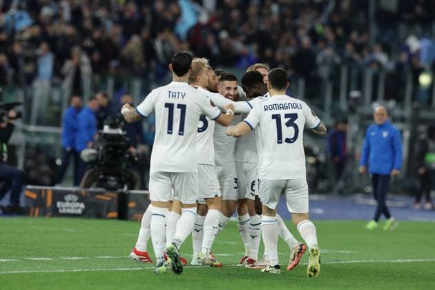 Lazioâ??s Spanish defender Mario Gila celebrates after scoring a goal during UEFA Europa League phase match day 7 match between SS Lazio vs Real Sociedad at Olimpico stadium on January 23, 2025 in Rome, Italy.  Copyright: xAntonioxBalasco IPAxSportx xipa-agency.netx xx IPA_53254133 IPA_Agency_IPA53254133