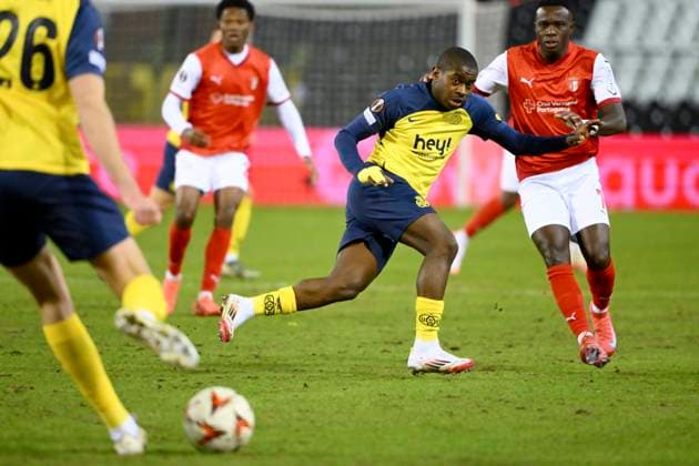 Royale Union Saint-Gilloise v Braga - UEFA Europa League BRUSSELS, BELGIUM - JANUARY 23 : Sadiki Noah defender of Royale Union Saint-Gilloise during the UEFA Europa League 2024 25 League Phase MD7 match between Royale Union Saint-Gilloise and Braga on January 23, 2025 in Brussels, Belgium, 23 01 2025 Brussels Belgium  Copyright: xVincentxKalutx