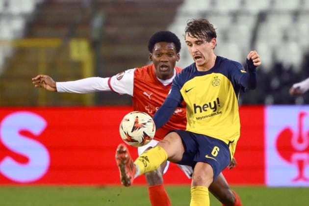 Royale Union Saint-Gilloise v Braga - UEFA Europa League BRUSSELS, BELGIUM - JANUARY 23 : Van De Perre Kamiel midfielder of Royale Union Saint-Gilloise during the UEFA Europa League 2024 25 League Phase MD7 match between Royale Union Saint-Gilloise and Braga on January 23, 2025 in Brussels, Belgium, 23 01 2025 Brussels Belgium  Copyright: xVincentxKalutx