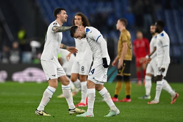 Mario Gila of S.S. Lazio celebrates after scoring the goal to make it 1-0 during the UEFA Europa League 2024 25 League Phase MD7 match between S.S. Lazio and Real Sociedad at Olympic Stadium on January 23, 2025 in Rome, Italy.  Copyright: xDomenicoxCippitelli IPAxSportx xipa-agency.netx xx IPA_53254759 IPA_Agency_IPA53254759