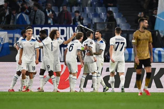 Valentin Castellanos of S.S. Lazio celebrates after scoring the goal to make it 3-0 during the UEFA Europa League 2024 25 League Phase MD7 match between S.S. Lazio and Real Sociedad at Olympic Stadium on January 23, 2025 in Rome, Italy.  Copyright: xDomenicoxCippitelli IPAxSportx xipa-agency.netx xx IPA_53255289 IPA_Agency_IPA53255289