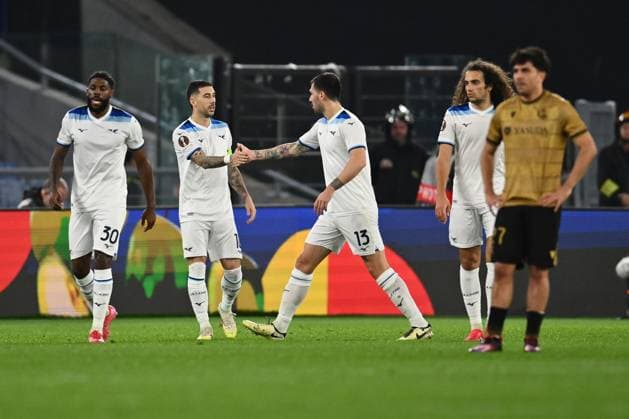 Mattia Zaccagni of S.S. Lazio celebrates after scoring the goal to make it 2-0 during the UEFA Europa League 2024 25 League Phase MD7 match between S.S. Lazio and Real Sociedad at Olympic Stadium on January 23, 2025 in Rome, Italy.  Copyright: xDomenicoxCippitelli IPAxSportx xipa-agency.netx xx IPA_53255298 IPA_Agency_IPA53255298
