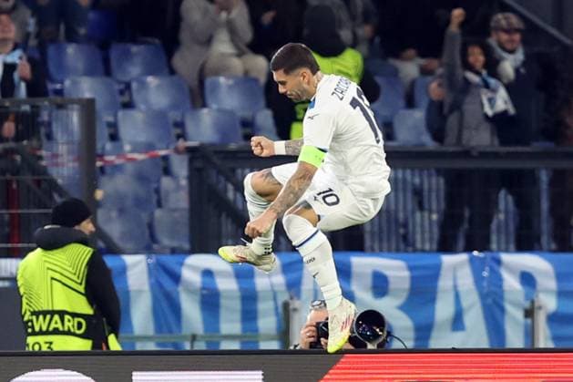 Rome, Italy 23.01.2025: Mattia Zaccagni of Lazio score the goal and celebrate with the team during the Uefa Europa League 2024-2025, day 7, football match between SS Lazio vs Real Sociedad de Futbol at Olympic Stadium in Rome.  Copyright: xMarcoxIacobucci IPAxSportx xipa-agency.netx xx IPA_53255435 IPA_Agency_IPA53255435