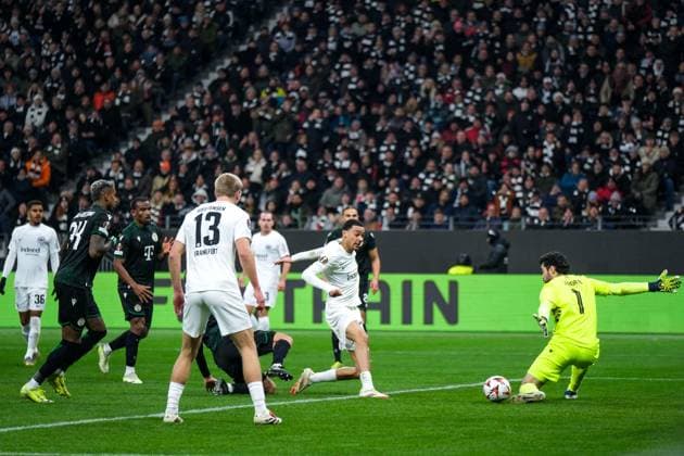 Hugo Ekitike (Eintracht Frankfurt, 11) macht das Tor zum 2:0, GER, Eintracht Frankfurt vs. Ferencvaros Budapest, Fussball, UEFA Europa League, 7. Spieltag, Spielzeit 2024 25, 23.01.2025. GER, Eintracht Frankfurt vs. Ferencvaros Budapest, Fussball, UEFA Europa League, 7. Spieltag, Spielzeit 2024 25, 23.01.2025. Frankfurt Copyright: xEibner-Pressefoto FlorianxWieganx EP_FWD