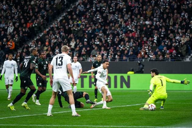 Hugo Ekitike (Eintracht Frankfurt, 11) macht das Tor zum 2:0, GER, Eintracht Frankfurt vs. Ferencvaros Budapest, Fussball, UEFA Europa League, 7. Spieltag, Spielzeit 2024 25, 23.01.2025. GER, Eintracht Frankfurt vs. Ferencvaros Budapest, Fussball, UEFA Europa League, 7. Spieltag, Spielzeit 2024 25, 23.01.2025. Frankfurt Copyright: xEibner-Pressefoto FlorianxWieganx EP_FWD