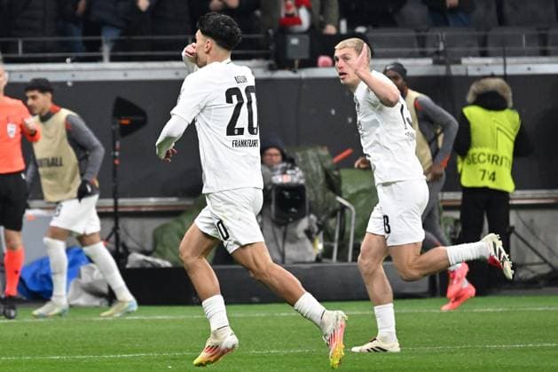 Fußball UEFA Europa League 7. Spieltag Eintracht Frankfurt - Ferencvaros Budapest am 23.01.2025 im Deutsche Bank Park in Frankfurt Torjubel zum 1:0 durch Can Uzun ( Frankfurt )
