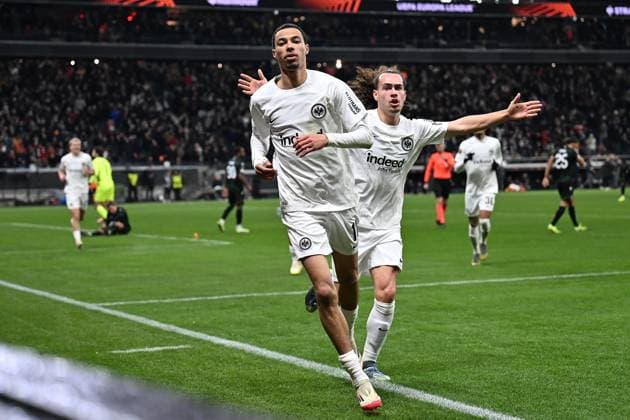 Fußball UEFA Europa League 7. Spieltag Eintracht Frankfurt - Ferencvaros Budapest am 23.01.2025 im Deutsche Bank Park in Frankfurt Torjubel zum 2:0 durch Hugo Ekitike ( Frankfurt )