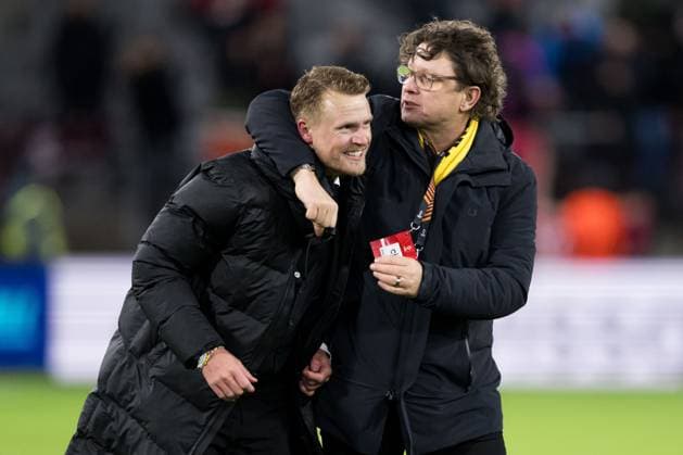 250123 Head coach Oscar Hiljemark and club manager Stefan Andreasson of Elfsborg celebrate after the Europa League football match between Elfsborg and Nice on January 23, 2025 in Boras. Photo: Jörgen Jarnberger BILDBYRAN COP 112 JJ0433 fotboll football soccer fotball uefa europa league europa league elfsborg nice bbeng jubel Copyright: JÖRGENxJARNBERGER BB250123JJ060