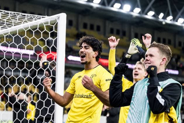 250123 Ahmed Qasem of Elfsborg celebrates after the Europa League football match between Elfsborg and Nice on January 23, 2025 in Boras. Photo: Jörgen Jarnberger BILDBYRAN COP 112 JJ0433 fotboll football soccer fotball uefa europa league europa league elfsborg nice bbeng jubel Copyright: JÖRGENxJARNBERGER BB250123JJ062