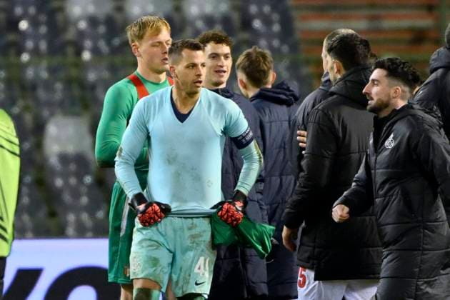 Royale Union Saint-Gilloise v Braga - UEFA Europa League BRUSSELS, BELGIUM - JANUARY 23 : Moris Anthony goalkeeper of Royale Union Saint-Gilloise during the UEFA Europa League 2024 25 League Phase MD7 match between Royale Union Saint-Gilloise and Braga on January 23, 2025 in Brussels, Belgium, 23 01 2025 Brussels Belgium  Copyright: xVincentxKalutx