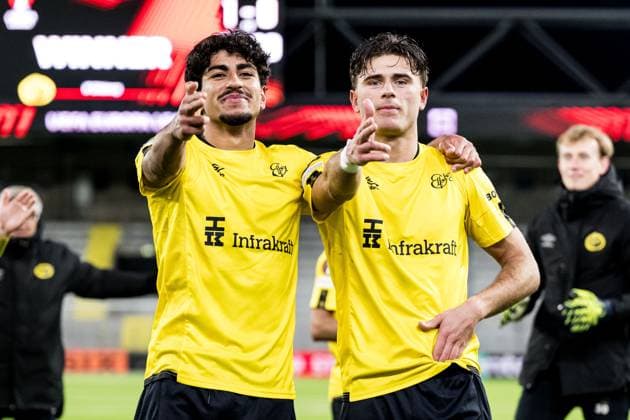 250123 Ahmed Qasem and Besfort Zeneli of Elfsborg celebrate after the Europa League football match between Elfsborg and Nice on January 23, 2025 in Boras. Photo: Jörgen Jarnberger BILDBYRAN COP 112 JJ0433 fotboll football soccer fotball uefa europa league europa league elfsborg nice bbeng jubel Copyright: JÖRGENxJARNBERGER BB250123JJ066