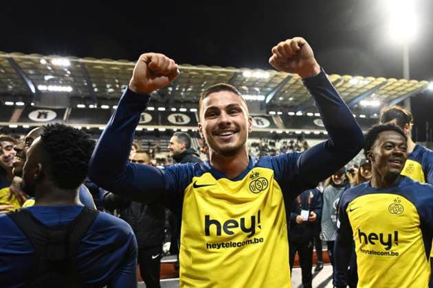 Royale Union Saint-Gilloise v Braga - UEFA Europa League BRUSSELS, BELGIUM - JANUARY 23 : Ivanovic Franjo forward of Royale Union Saint-Gilloise celebrates the victory after the UEFA Europa League 2024 25 League Phase MD7 match between Royale Union Saint-Gilloise and Braga on January 23, 2025 in Brussels, Belgium, 23 01 2025 Brussels Belgium  Copyright: xVincentxKalutx