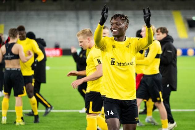 250123 Jalal Abdullai of Elfsborg celebrates after the Europa League football match between Elfsborg and Nice on January 23, 2025 in Boras. Photo: Jörgen Jarnberger BILDBYRAN COP 112 JJ0433 fotboll football soccer fotball uefa europa league europa league elfsborg nice bbeng celebrate Copyright: JÖRGENxJARNBERGER BB250123JJ070