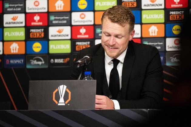 250123 Head coach Oscar Hiljemark of Elfsborg during the press conference, PK, Pressekonferenz after the Europa League football match between Elfsborg and Nice on January 23, 2025 in Boras. Photo: Jörgen Jarnberger BILDBYRAN COP 112 JJ0433 fotboll football soccer fotball uefa europa league europa league elfsborg nice bbeng Copyright: JÖRGENxJARNBERGER BB250123JJ084