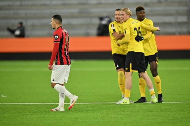 BORAS, SWEDEN 20250123 Nice s Badredine Bouanani after losing, while Elfsborg celebrates, during Thursday s regular season match in the UEFA Europa League in football between IF Elfsborg and OGC Nice at Boras Arena in Boras, Sweden 23 January 2025. BORAS SWEDEN x9200x