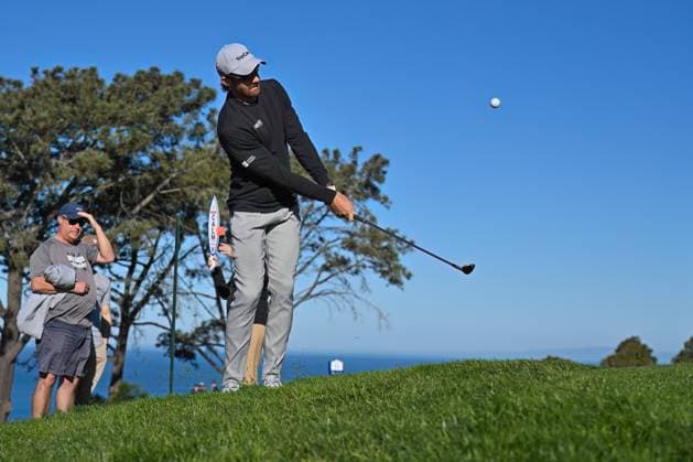 January 23, 2025: San Diego, California, USA: Patrick Rodgers on the 10th hole during the second round of the Farmers Insurance Open on Torrey Pines North Course in San Diego, California. San Diego USA - ZUMAc04_ 20250123_zma_c04_012 Copyright: xJustinxFinex