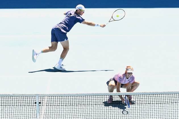 TENNIS AUSTRALIAN OPEN, Olivia Gadecki (right) and John Peers of Australia during their mixed doubles final match against Kimberly Birrell and John-Patrick Smith of Australia during the 2025 Australian Open at Melbourne Park in Melbourne, Friday, January 24, 2025. ( NO ARCHIVING, EDITORIAL USE ONLY, NO USE IN BOOKS WITHOUT CONSENT MELBOURNE VICTORIA AUSTRALIA  Copyright: xJAMESxROSSx 20250124174840003689