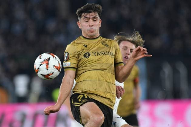 Pablo Marin of Real Sociedad during the Europa League qualifying round - 7th leg match between SS Lazio v Real Sociedad at Olympic stadium, Italy, Jan 23rd, 2025. & xA;Mattia Vian during SS Lazio vs Real Sociedad, Football Europa League match in Rome, Italy, January 23 2025  Copyright: xMattiaxVian IPAxSportx xipa-agency.netx xx IPA_53263802 IPA_Agency_IPA53263802