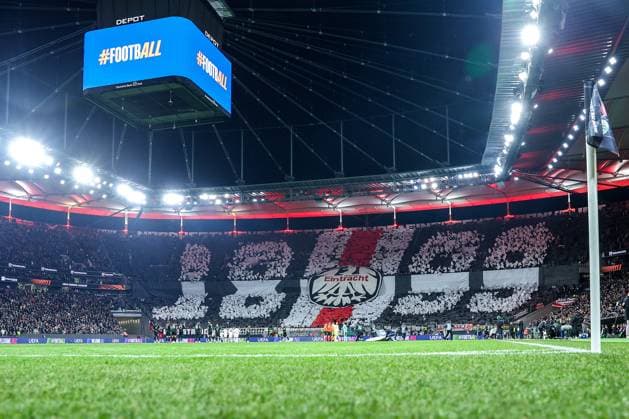 UEFA Europa League - Eintracht Frankfurt - Ferencvaros Budapest am 23.01.2025 im Deutsche Bank Park in Frankfurt Die Fans von Eintracht Frankfurt mit einer Choreografie in der Nordwestkurve