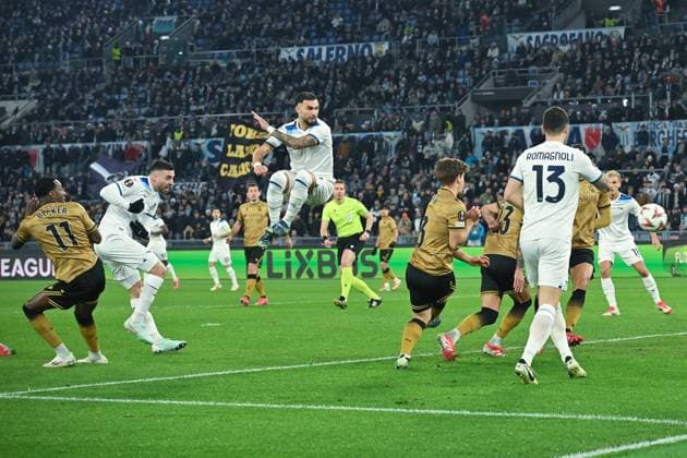 January 23, 2025, Rome, Italy: Mario Gila (C) of SS Lazio seen in action during the Europa League qualifying round - 7th leg match between SS Lazio and Real Sociedad at Olympic stadium. Final score; Lazio 3 :1 Real Sociedad Rome Italy - ZUMAs197 20250123_aaa_s197_240 Copyright: xMattiaxVianx