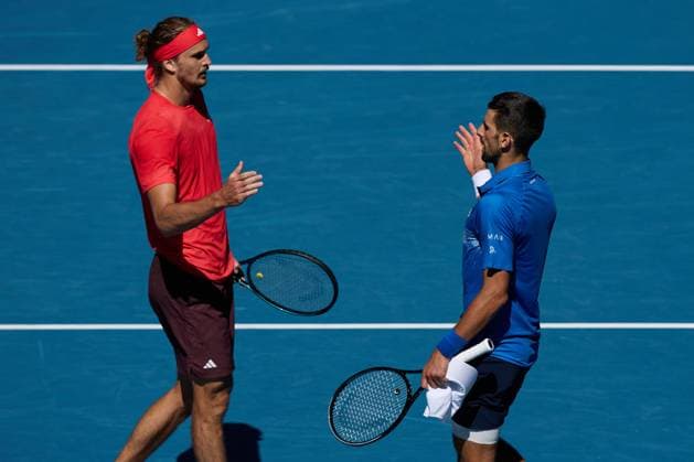 Novak Djokovic of Serbia retires hurt during his semi-final with Alexander Zverev of Germany Australian Open, Day Thirteen, Tennis, Melbourne Park, Melbourne, Australia - 24 Jan 2025  Copyright: xRachelxBach Shutterstockx 15108800a