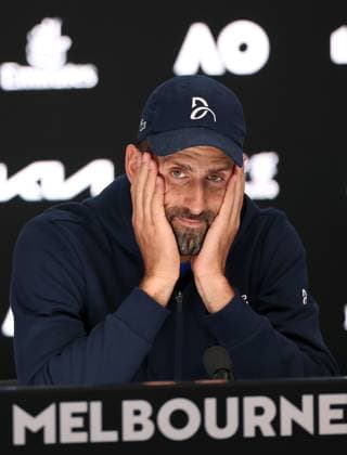 Novak Djokovic of Serbia speaks to press following his retirement Australian Open, Day Thirteen, Tennis, Melbourne Park, Melbourne, Australia - 24 Jan 2025  Copyright: xEllaxLing Shutterstockx 15108785ax