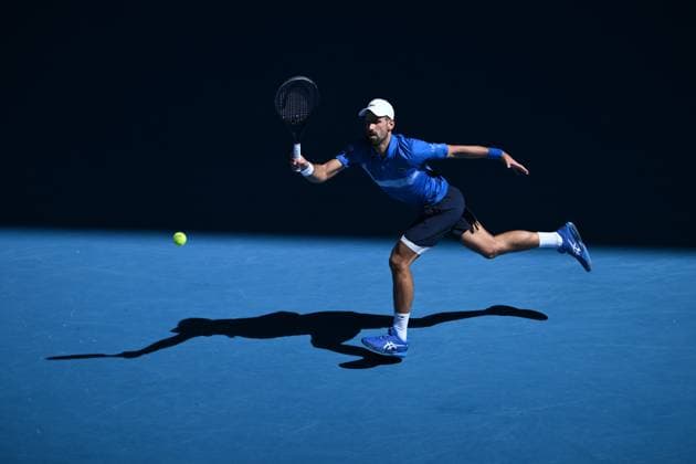 TENNIS AUSTRALIAN OPEN, Novak Djokovic of Serbia during his semi-final match against Alexander Zverev of Germany during the 2025 Australian Open at Melbourne Park in Melbourne, Friday, January 24, 2025. ( NO ARCHIVING, EDITORIAL USE ONLY, NO USE IN BOOKS WITHOUT CONSENT MELBOURNE VICTORIA AUSTRALIA  Copyright: xJOELxCARRETTx 20250124115278706983