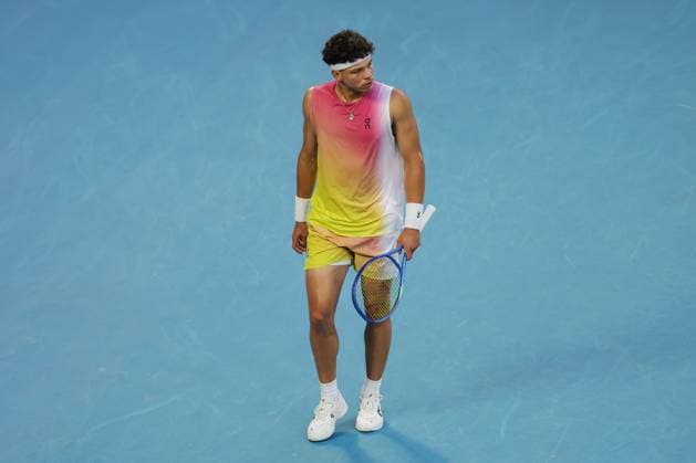 Ben Shelton during the Semi-final match against Sinner in the Rod Laver Arena Australian Open, Day Thirteen, Tennis, Melbourne Park, Melbourne, Australia - 24 Jan 2025  Copyright: xRachelxBach Shutterstockx 15108800bp