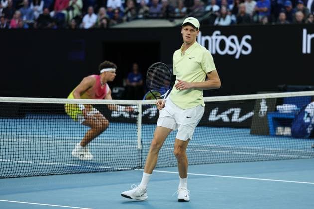 Jannik Sinner during the Semi-final match against Shelton in the Rod Laver Arena Australian Open, Day Thirteen, Tennis, Melbourne Park, Melbourne, Australia - 24 Jan 2025  Copyright: xEllaxLing Shutterstockx 15108785cg