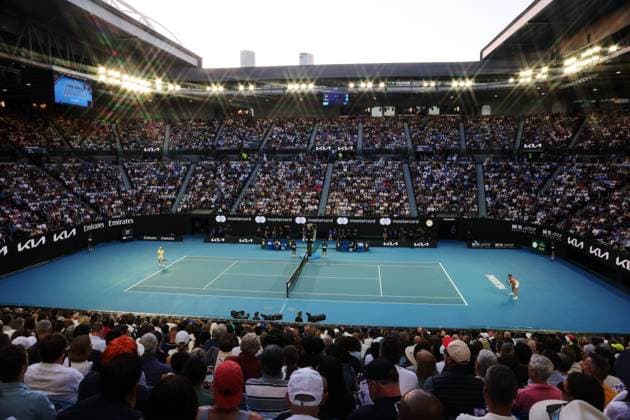 Jannik Sinner and Ben Shelton during the Semi-final match in the Rod Laver Arena Australian Open, Day Thirteen, Tennis, Melbourne Park, Melbourne, Australia - 24 Jan 2025  Copyright: xRachelxBach Shutterstockx 15108800co