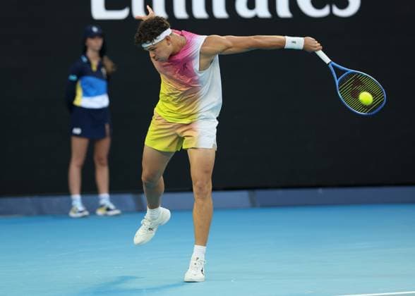 Ben Shelton, Australian Open 2025, Melbourne Park, Melbourne, Victoria, Australia. Copyright: xJuergenxHasenkopfx