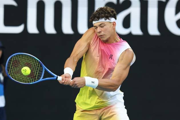 Ben Shelton, Australian Open 2025, Melbourne Park, Melbourne, Victoria, Australia. Copyright: xJuergenxHasenkopfx