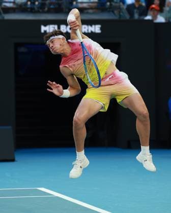 Ben Shelton, Australian Open 2025, Melbourne Park, Melbourne, Victoria, Australia. Copyright: xJuergenxHasenkopfx