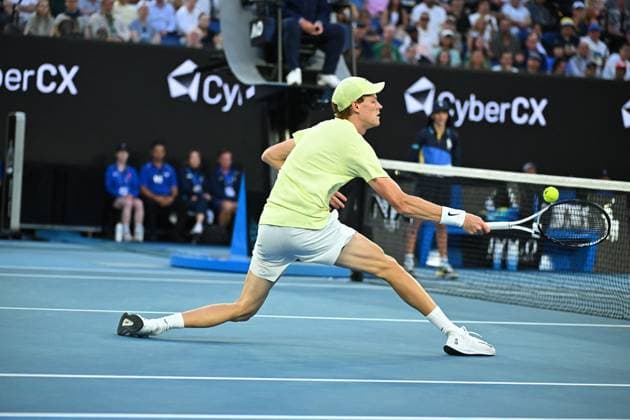 Australian Open - Ben Shelton v Jannik Sinner Jannik Sinner (ITA) during his semi final round match at the 2025 Australian Open at Melbourne Park in Melbourne, VIC, Australia, on January 24, 2025. Photo by Corinne Dubreuil ABACAPRESS.COM Melbourne VIC Australia  Copyright: xDubreuilxCorinne ABACAx