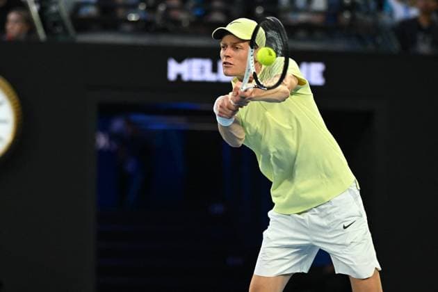 Australian Open - Ben Shelton v Jannik Sinner Jannik Sinner (ITA) during his semi final round match at the 2025 Australian Open at Melbourne Park in Melbourne, VIC, Australia, on January 24, 2025. Photo by Corinne Dubreuil ABACAPRESS.COM Melbourne VIC Australia  Copyright: xDubreuilxCorinne ABACAx