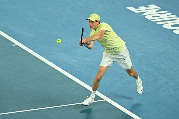 Australian Open - Ben Shelton v Jannik Sinner Jannik Sinner (ITA) during his semi final round match at the 2025 Australian Open at Melbourne Park in Melbourne, VIC, Australia, on January 24, 2025. Photo by Corinne Dubreuil ABACAPRESS.COM Melbourne VIC Australia  Copyright: xDubreuilxCorinne ABACAx
