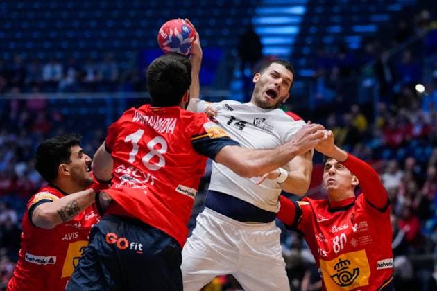Sport Themen der Woche KW04 Sport Bilder des Tages Handball VM hovedrunden: Spania - Portugal Fornebu 20250124. Portugals Rui Silva under VM-kampen i handball mellom Spania og Portugal i Unity Arena. Foto: Stian Lysberg Solum NTB Fornebu Norge EDITORIAL USE ONLY. RESTRICTED USE FOR BETTING COMPANIES Ref:_SPOyYn3lyW8hqw.jpg *** Handball World Cup main round Spain Portugal Fornebu 20250124 Portugals Rui Silva during the World Cup handball match between Spain and Portugal in Unity Arena Photo Stian Lysberg Solum NTB Fornebu Norway EDITORIAL USE ONLY RESTRICTED USE FOR BETTING COMPANIES  Copyright: xStianxLysbergxSolumx xNTBx