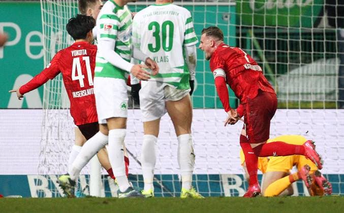 Ritter Tor 1-1 Kaiserslautern , 2.Bundesliga , SpVgg Greuther Fürth-1. FC Kaiserslautern , Fußball , in den Sportpark Ronhof Thomas Sommer Stadion , Fürth , Bayern , Deutschland . Januar 24, 2025 . Photo by: Davide Elias Ipa Photo Pressefoto DENL Copyright: xDavidexEliasx
