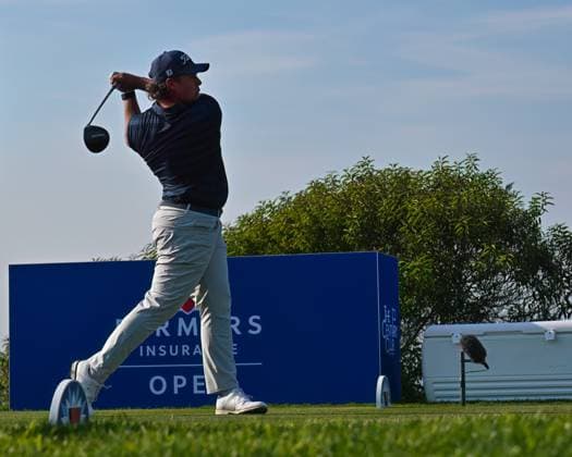January 24, 2025: Aldrich Potgieter tees off on the 17th hole during the third round of the Farmers Insurance Open on Torrey Pines South Course in San Diego, California. CSM San Diego USA - ZUMAc04_ 20250124_zma_c04_099 Copyright: xJustinxFinex