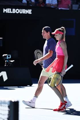 Daniela Hantuchova, SVK, and Tommy Haas, GER, during mix doubles legends cup at 2025 Australian Open in Melbourne, 24 01 2025; - 