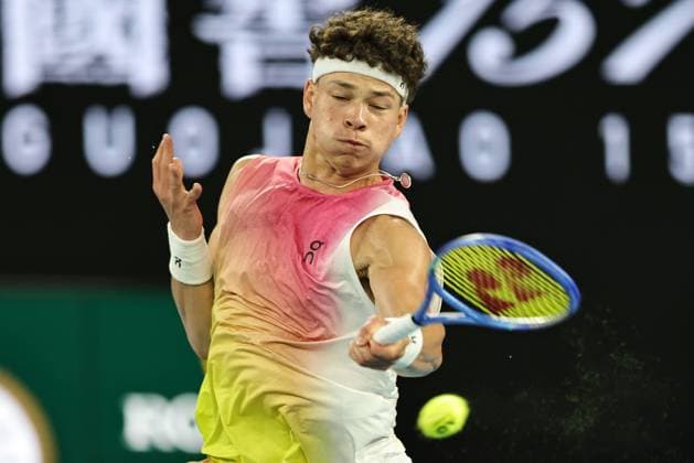 Ben Shelton, USA, during semifinals of 2025 Australian Open in Melbourne, 24 01 2025; -