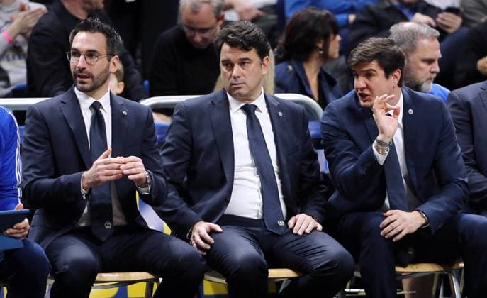 Co Trainer Thomas Päch, Trainer Israel Gonzales, Co Trainer Pedro Calles Basketball EL Euroleague Herren 23. Spieltag Saison 2024 2025 24.01.2025 ALBA Berlin vs. Bayern München