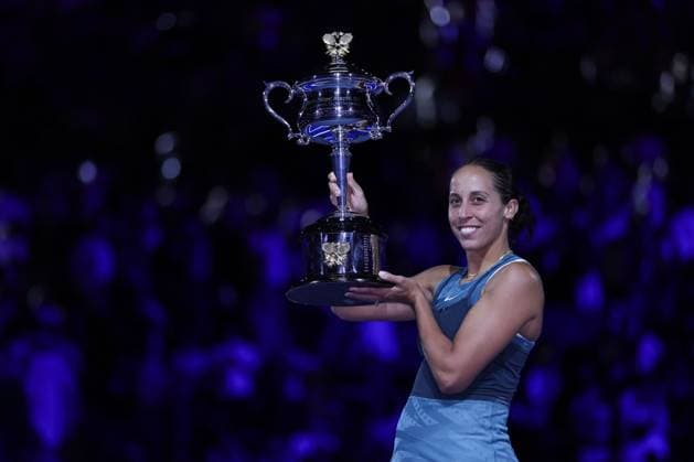 Madison Keys celebrates winning the Women s Singles final match against Sabalenka in the Rod Laver Arena Australian Open, Day Fourteen, Tennis, Melbourne Park, Melbourne, Australia - 25 Jan 2025  Copyright: xEllaxLing Shutterstockx 15108786aj