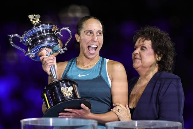 Bilder des Jahres 2025, Sport 01 Januar Sport Themen der Woche KW04 Madison Keys, USA, after final of 2025 Australian Open in Melbourne, 25 01 2025; - *** Madison Keys, USA, after final of 2025 Australian Open in Melbourne, 25 01 2025 