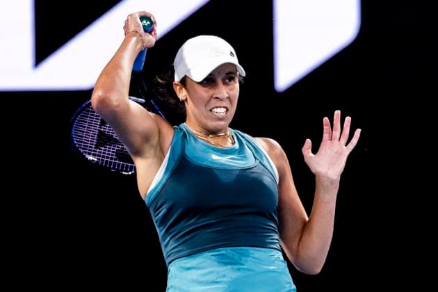 MELBOURNE, VIC - JANUARY 25: Madison Keys of the United States of America in action during the Women s Singles Finals of the 2025 Australian Open on January 25 2025, at Melbourne Park in Melbourne, Australia. (Photo by Jason Heidrich Icon Sportswire) TENNIS: JAN 25 Australian Open EDITORIAL USE ONLY Icon250125055